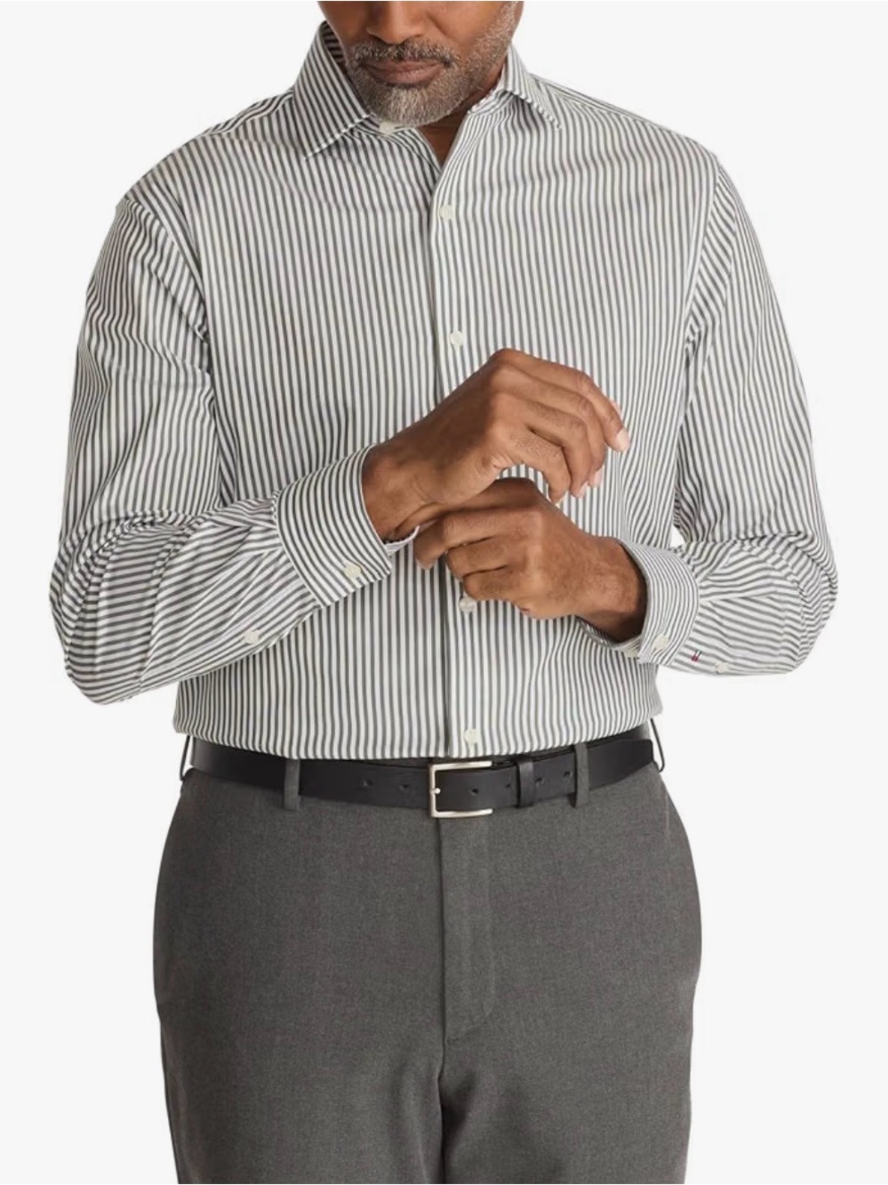 Tommy Hilfiger Black and White Vertical Stripe Dress Shirt